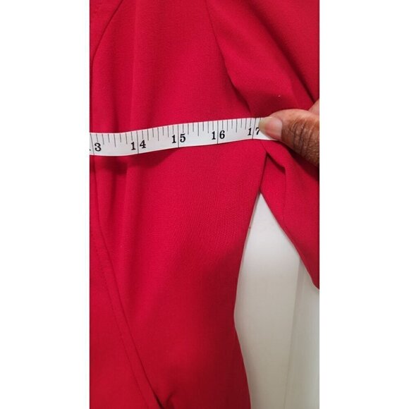 TAHARI/ARTHUR S. LEVINE WOMEN'S RED COCKTAIL STRETCH BOAT NECK DRESS ZIPPER BACK - Picture 9 of 11
